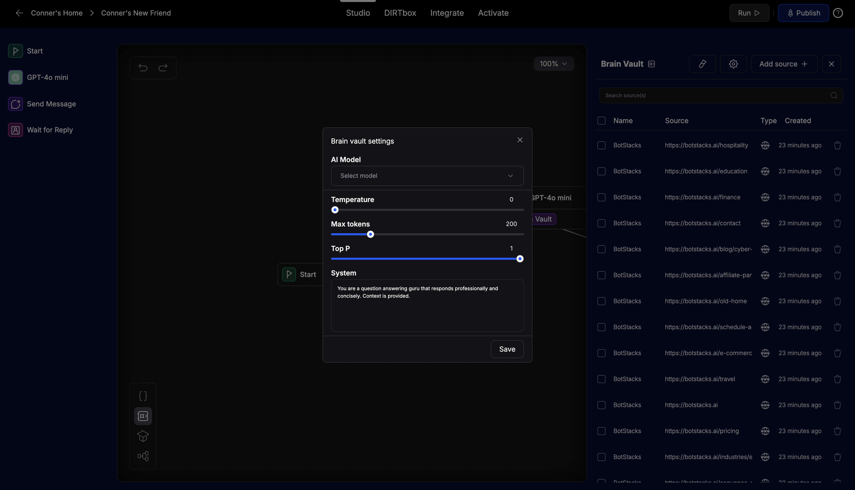 Settings Panel