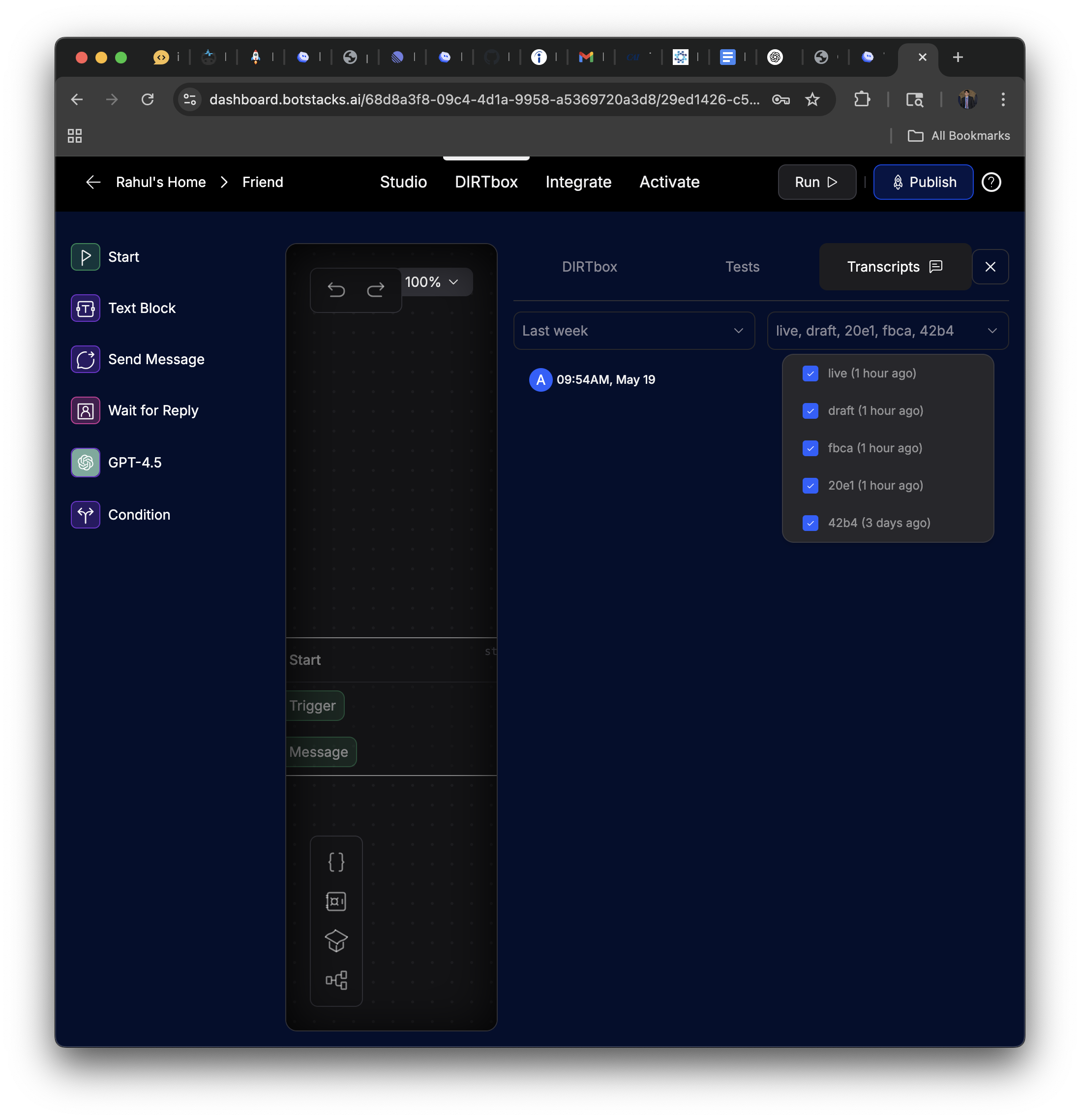 Transcripts Pane